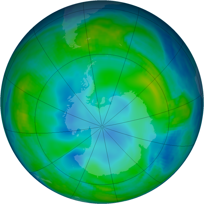 Antarctic ozone map for 01 June 1999